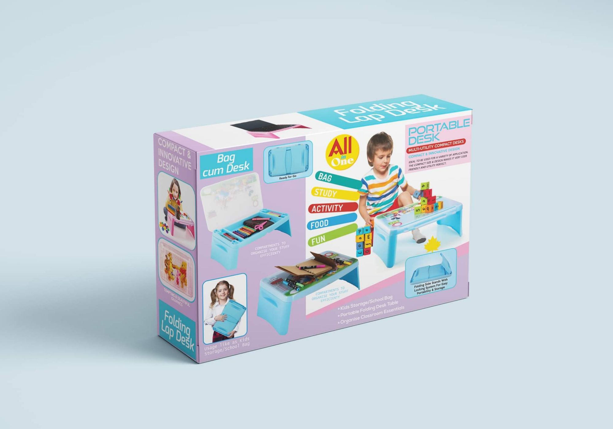 Lap Desk with Storage - Durable Lightweight Portable Laptop Computer Adults Desk for Kids Homework or Study. 