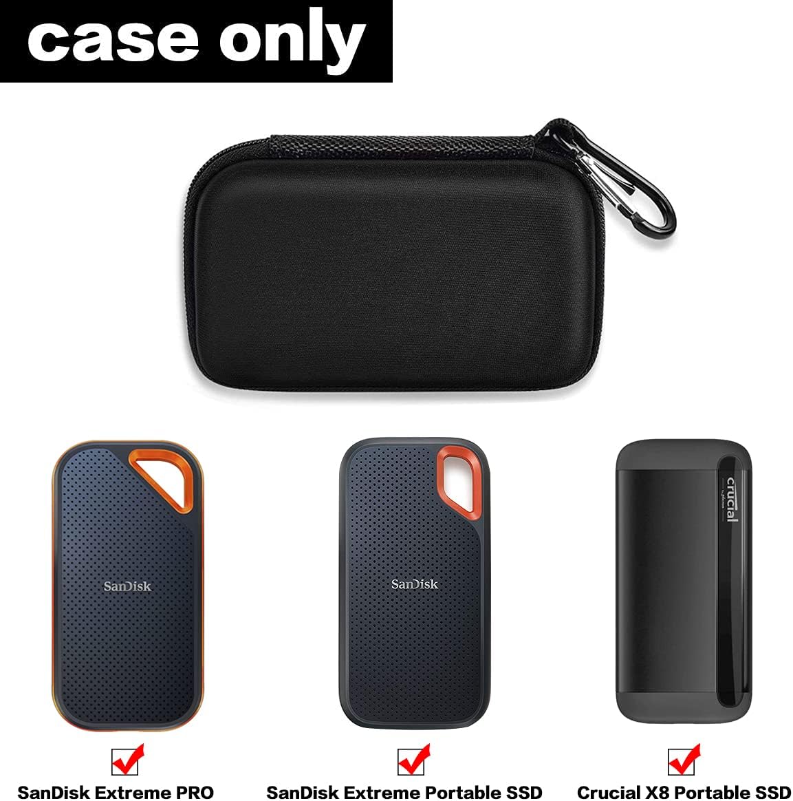 Hard Case Compatible with SanDisk Extreme PRO/for SanDisk 500GB 1TB 2TB 4TB Portable External SSD. Carrying Travel Holder. 