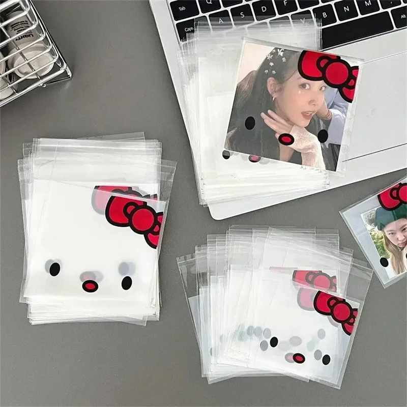 100Pcs Sanrioed Hello Kitty Printed Ziplock Bag Star Card Packing Self-Sealing Storage Bag Cartoon Disposable Candy Sealable Bag. 