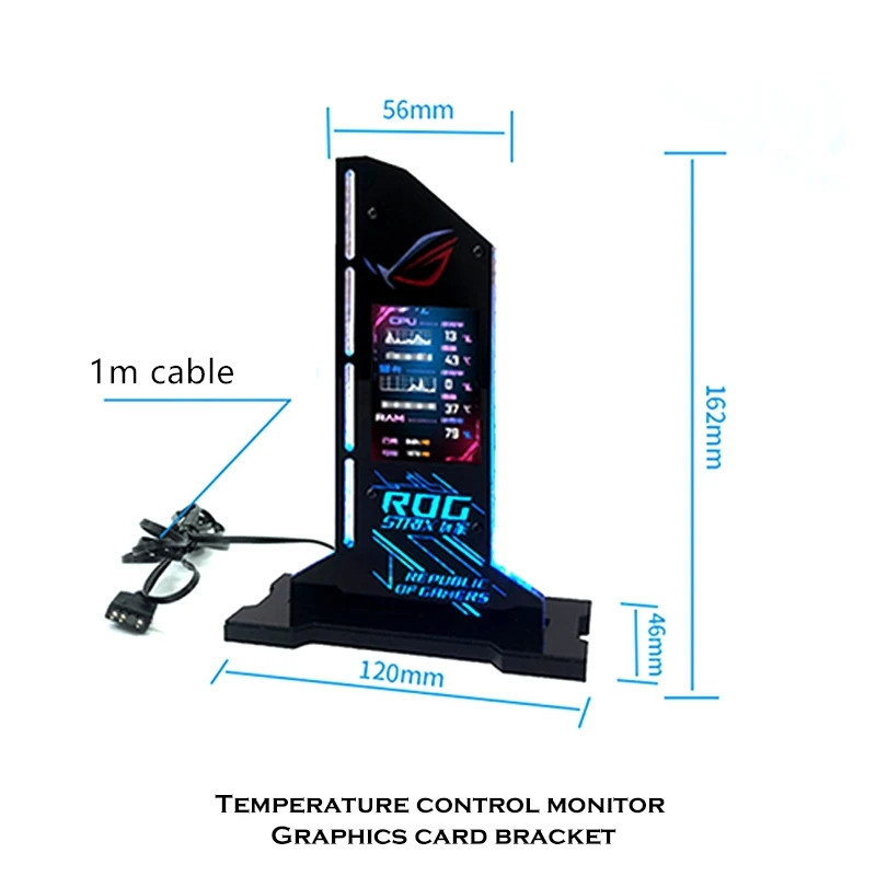 RGB Vertical GPU Bracket ROG MSI Aorus With 2.4 inch LED Display Graphics Card Support VGA Holder For MOD Gamer Cabinet. 