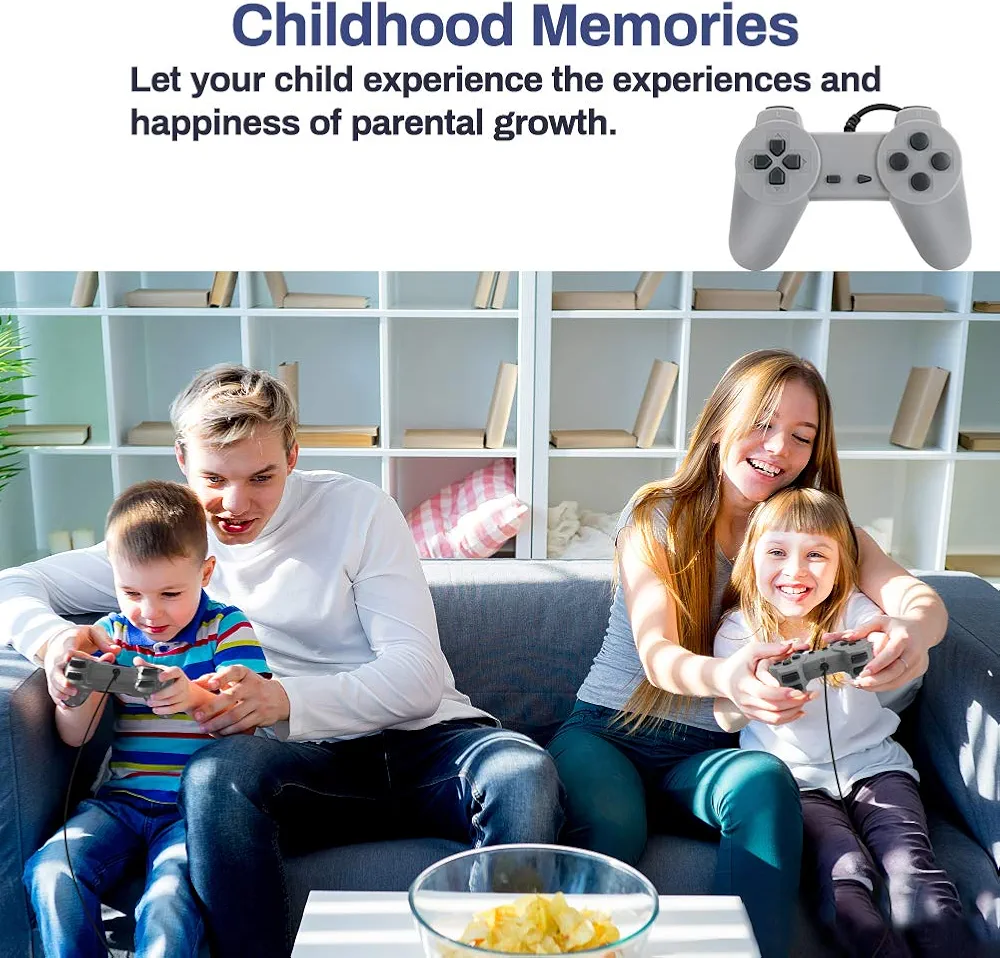 Welltop PlayStation Classic 8-bit PS1 Retro Video Game Console, Mini Video Games Consoles, Built-in 851 Games with 2 Gamepads, Support AV Out Family TV Retro Games Controller, Grey. 