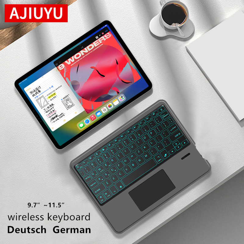 Deutsch Wireless Bluetooth Backlight Touchpad Keyboard For Phone iPad Tablet Laptop German keyboard For Android iOS Windows. 