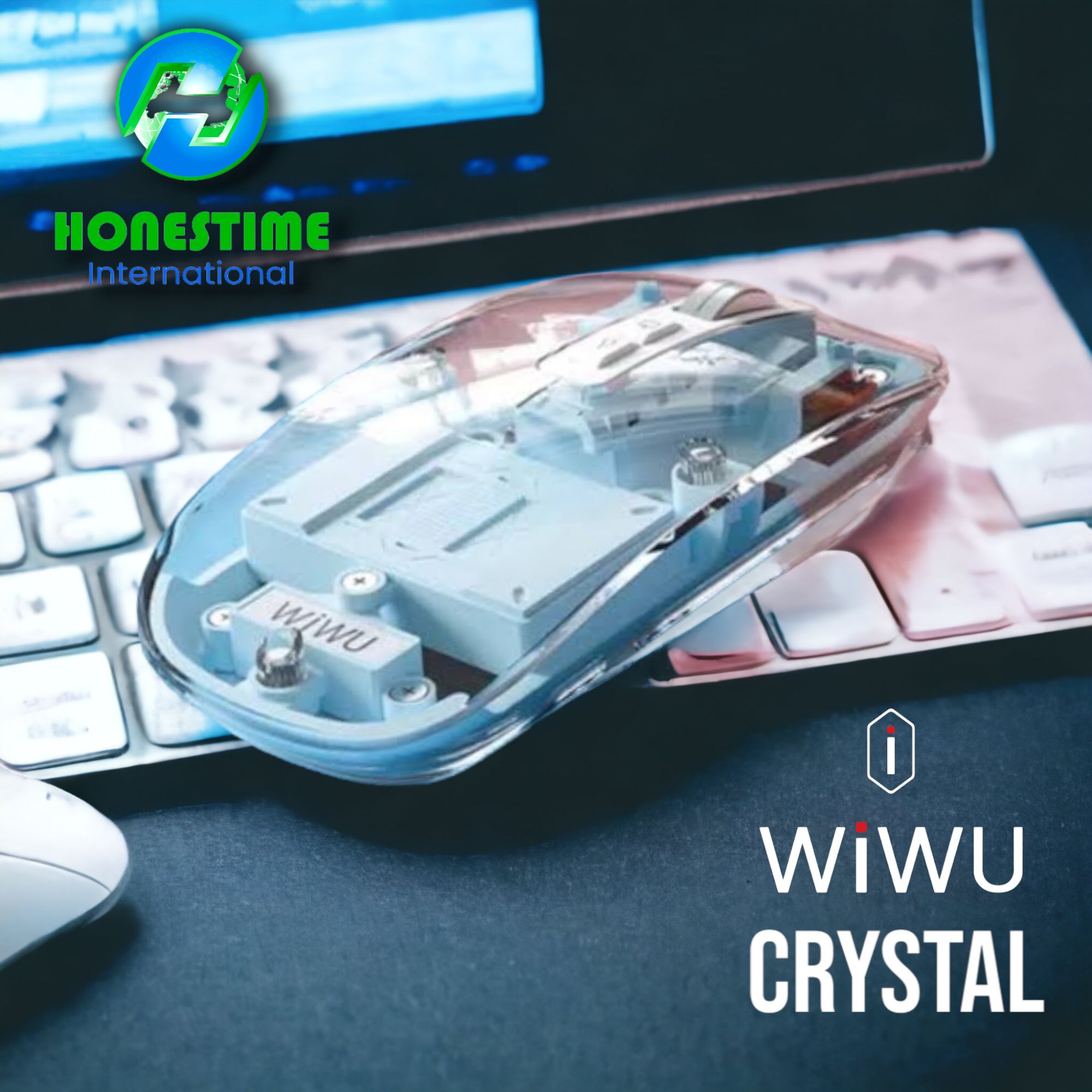 WiWU rechargeable Transparent Mouse Crystal Magnetic Wireless Mouse. 