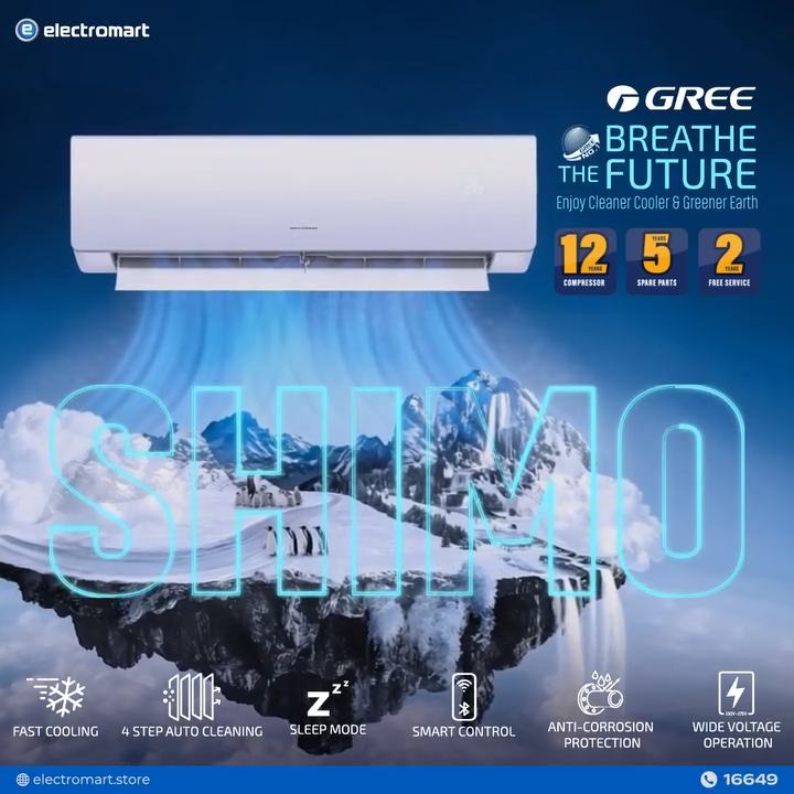 Gree Split Type Air Conditioner GS-18XSMA4V-Shimo-Split -1.5 TON-Inverter 2025 đ Free Delivery đŗ 0% EMI Available, Official Warranty by Electromart with Free Delivery