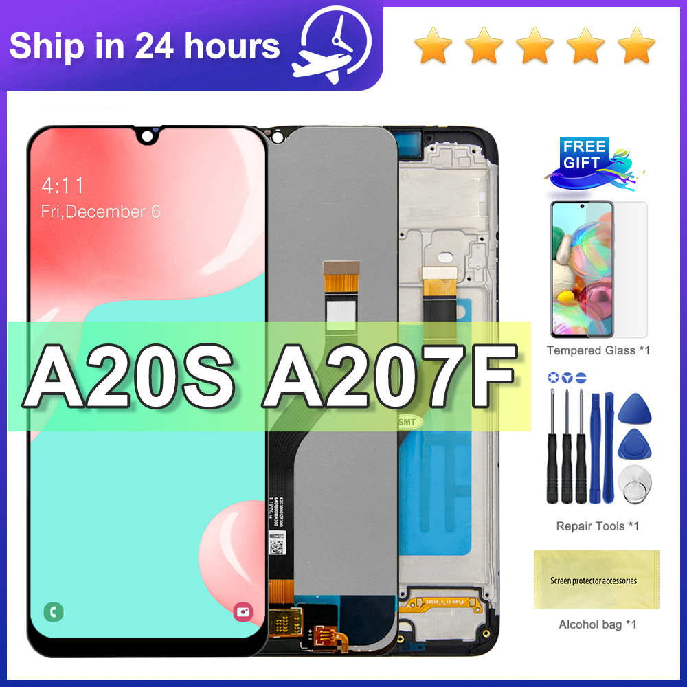 6.5" For Samsung A20S LCD Display SM-A207F/D SM-A207M/DS Display Touch Screen Replace For Samsung A207 Display With Frame. 