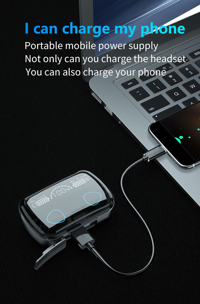 High-Performance - LED Digital Display Touch Yebad Headphone M10 TWS TRU Wireless Bluetooth Yearbads Yearphone - Upscaled Reliablity