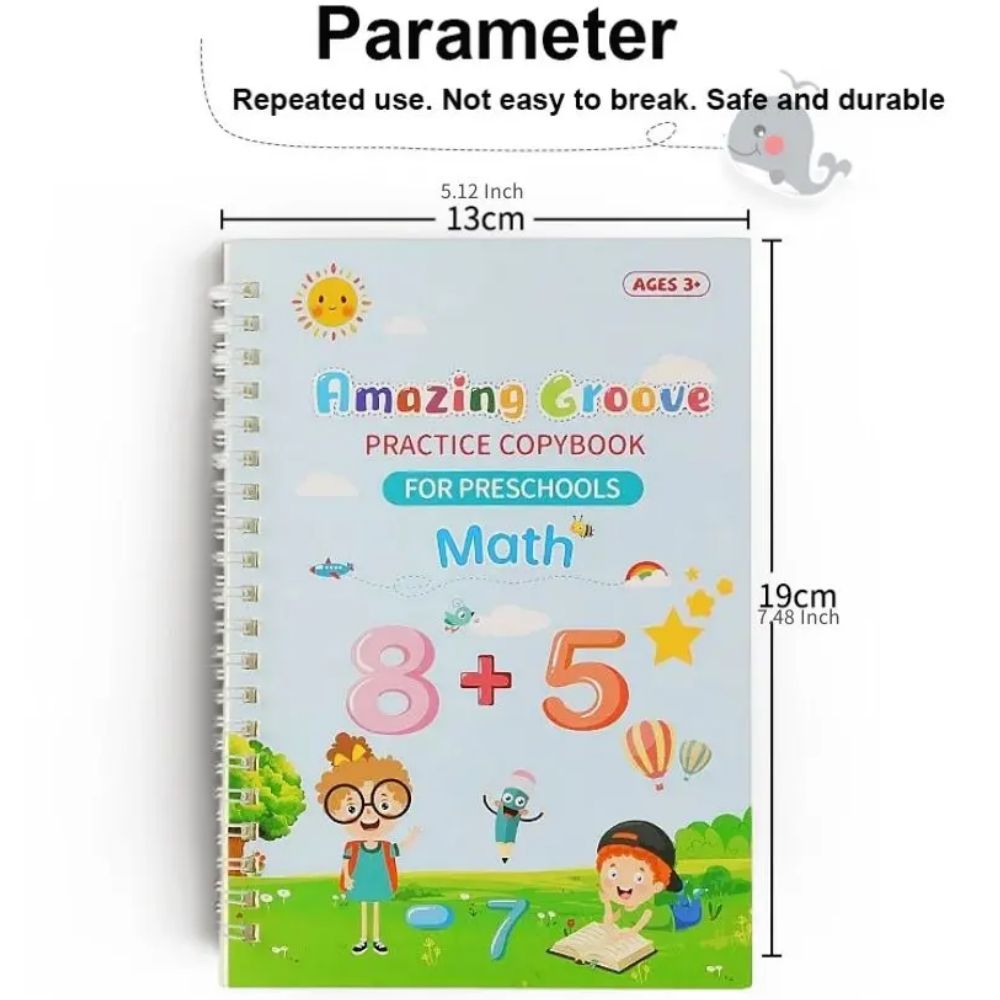 Reusable English Writing Practice Book for Kids Wipe Clean Magic Copybook with Stickers Parental Guidance Interactive Learning. 