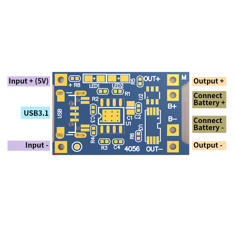 TP4056 Lithium Battery Charger Module Type C Battery Charging Module Micro USB 4.5V-5V for Lithium Batteries. 