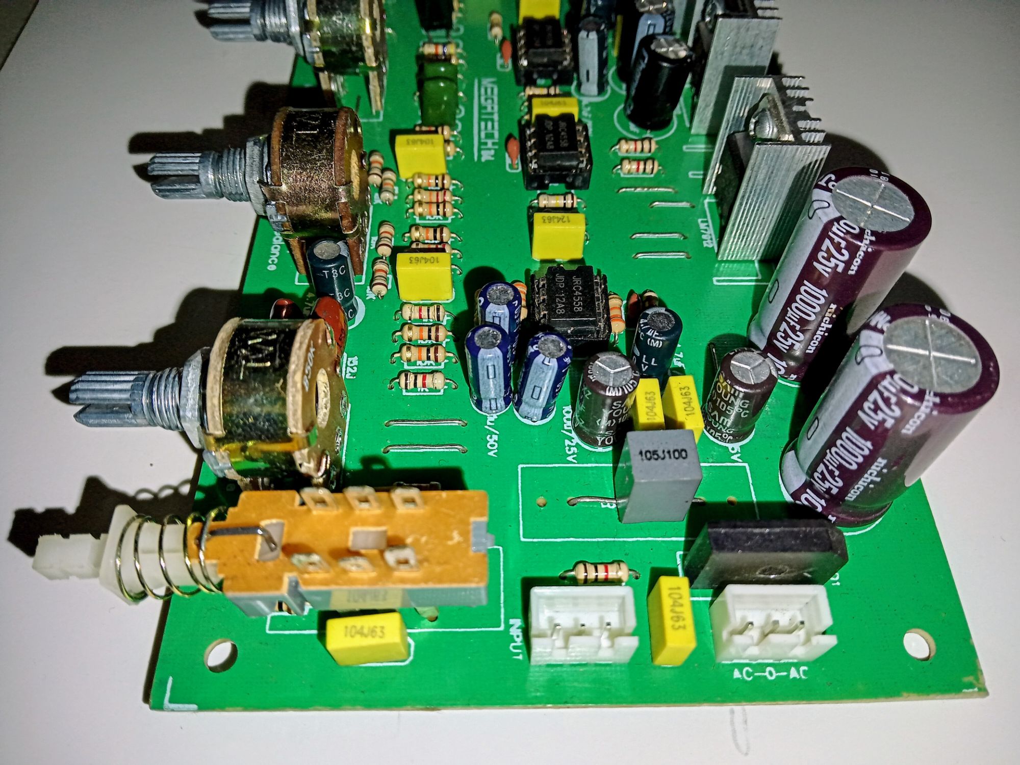 LM1036N IC used the best quality 3 way tone control circuit board with sound buster switch.. 