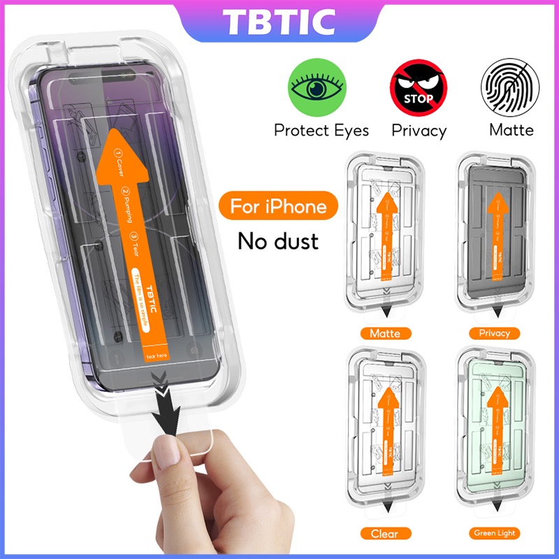 TBTIC Screen Protector For iPhone 15 14 13 12 11 Pro Max Plus XR X Xs XSMAX Tempered Glass Privacy HD Matte With Auto Alignment. 
