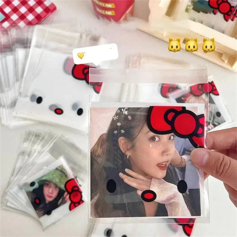 100Pcs Sanrioed Hello Kitty Printed Ziplock Bag Star Card Packing Self-Sealing Storage Bag Cartoon Disposable Candy Sealable Bag. 