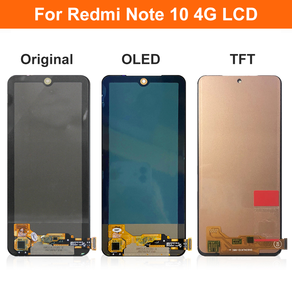 6.43'' Original For Xiaomi Redmi Note 10 4G M2101K7AI M2101K7AG LCD Display Touch Screen with Frame Digitizer For Redmi Note 10S. 
