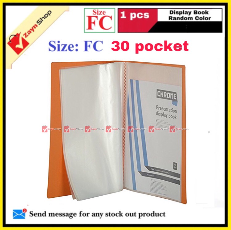 Display Book FC Legal Size 30 pocket Plastic File Folder Display Presentation Book Random color- 1pcs. 