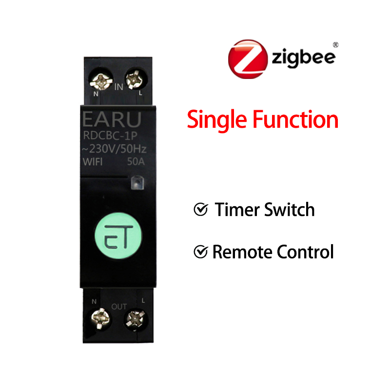 Zigbee TUYA WiFi Smart Circuit Breaker Over Current Under Voltage Protection Power Metering 1-63A Wireless Remote Control Switch. 