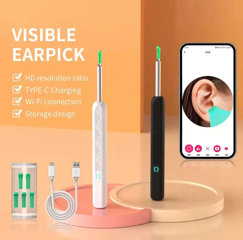 Visual Ear Cleaner Earpick  Camera Earwax Removal Kit Otoscope USB C Charging Endoscope Ear Cleaning camera