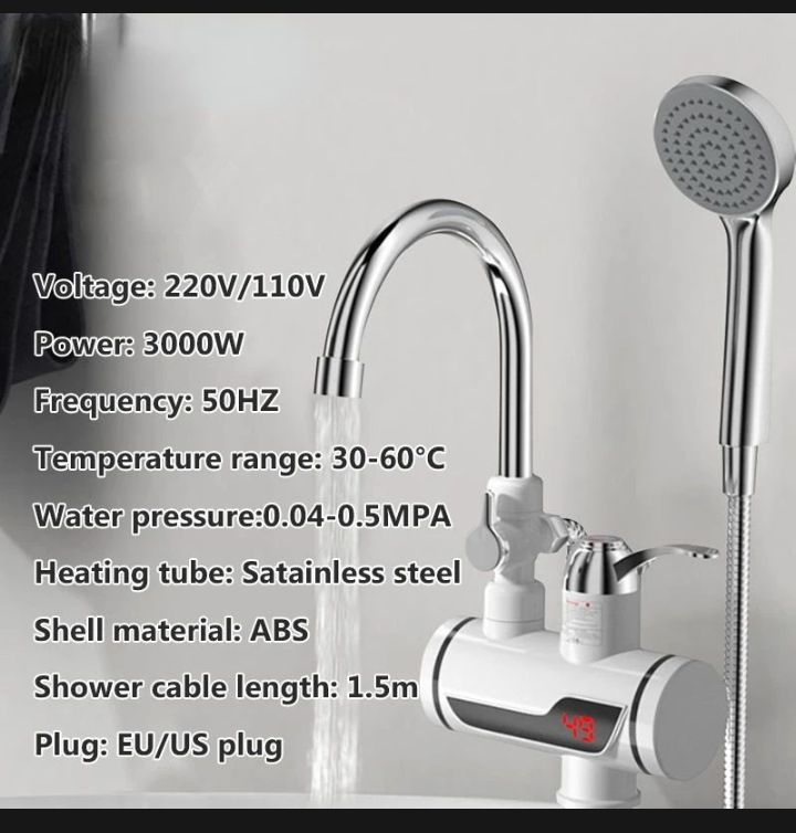 Temperature display Instanl Hot Tape water Faucet Water Heater witn shower. 