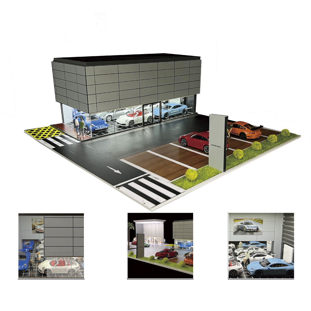 1:64 G FANS Car Garage Diorama Model With LED Lights Parking Lots City DIY Model Sets Can Be Combined with Cities. 