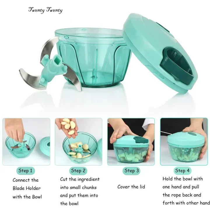 Handy Vegetable, Fruit, Dry Fruit Salad Maker Quick String Chopper Machine, With 3 Stainless Steel Blades. 