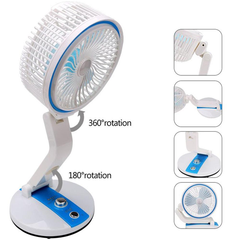 New Rechargeable Folding Multi Charging USB Charging Table Fan With Bulletin LED Light Stay Cool And Well-Lit. 