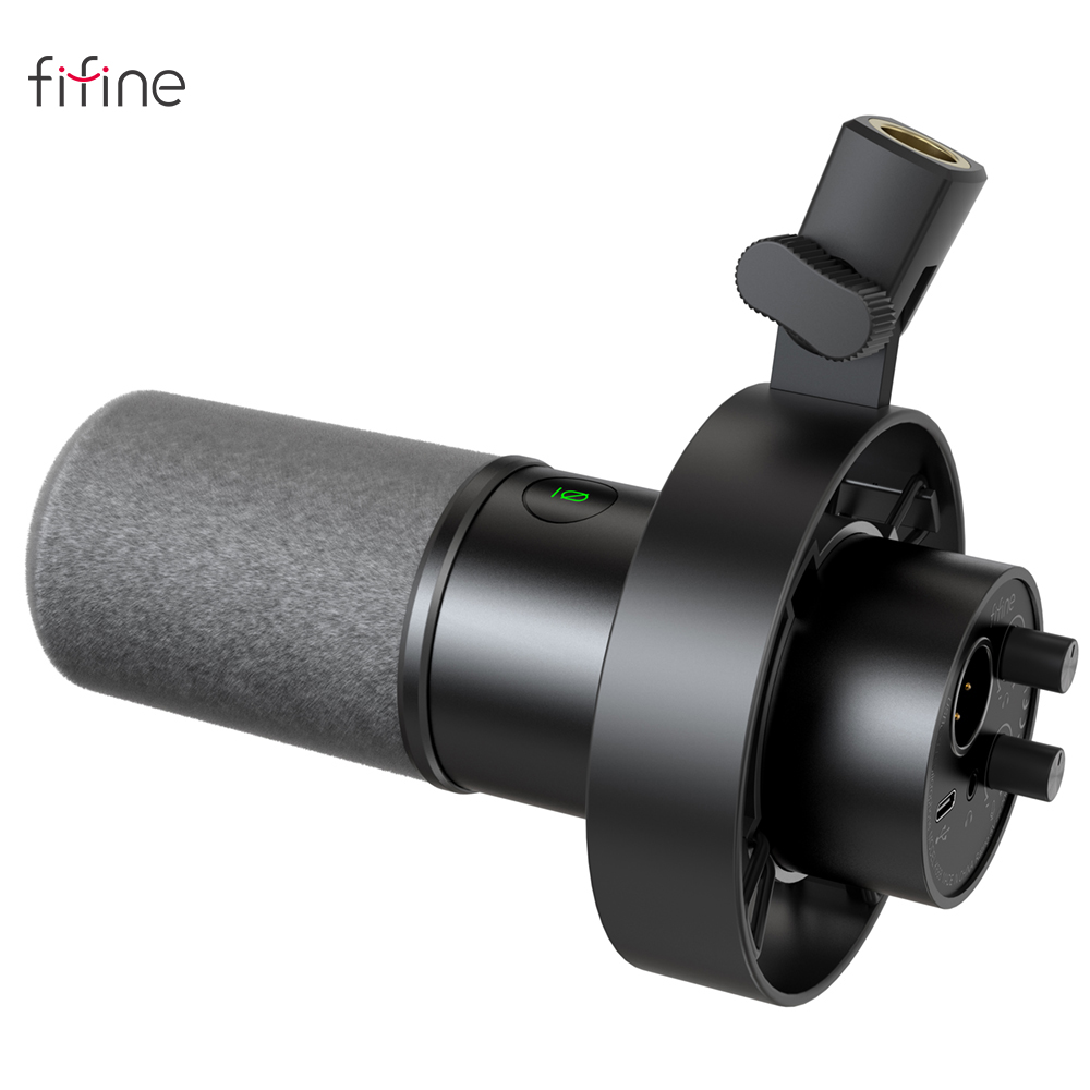 FIFINE USB/XLR Dynamic Microphone with Shock Mount,Touch-mute,Headphone Jack&Volume Control,for PC or Sound Card Recording -K688. 