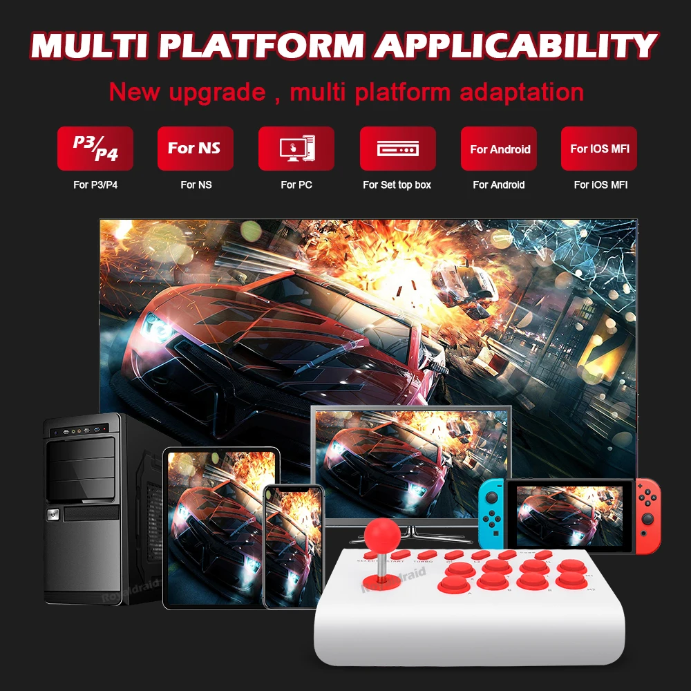 Y02 Arcade Joystick for PS4/PS3/Xbox One/Switch OLED/Android/iOS Wired Wireless Street Fighter Controller w Macro/Turbo Function. 