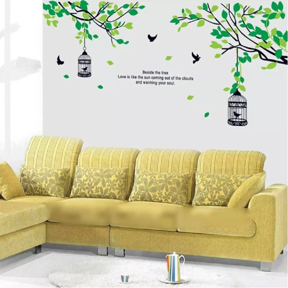 Tree branch bird nest amazing 2D wall sticker tv head sofa Decoration and multicolor wall sticker. 
