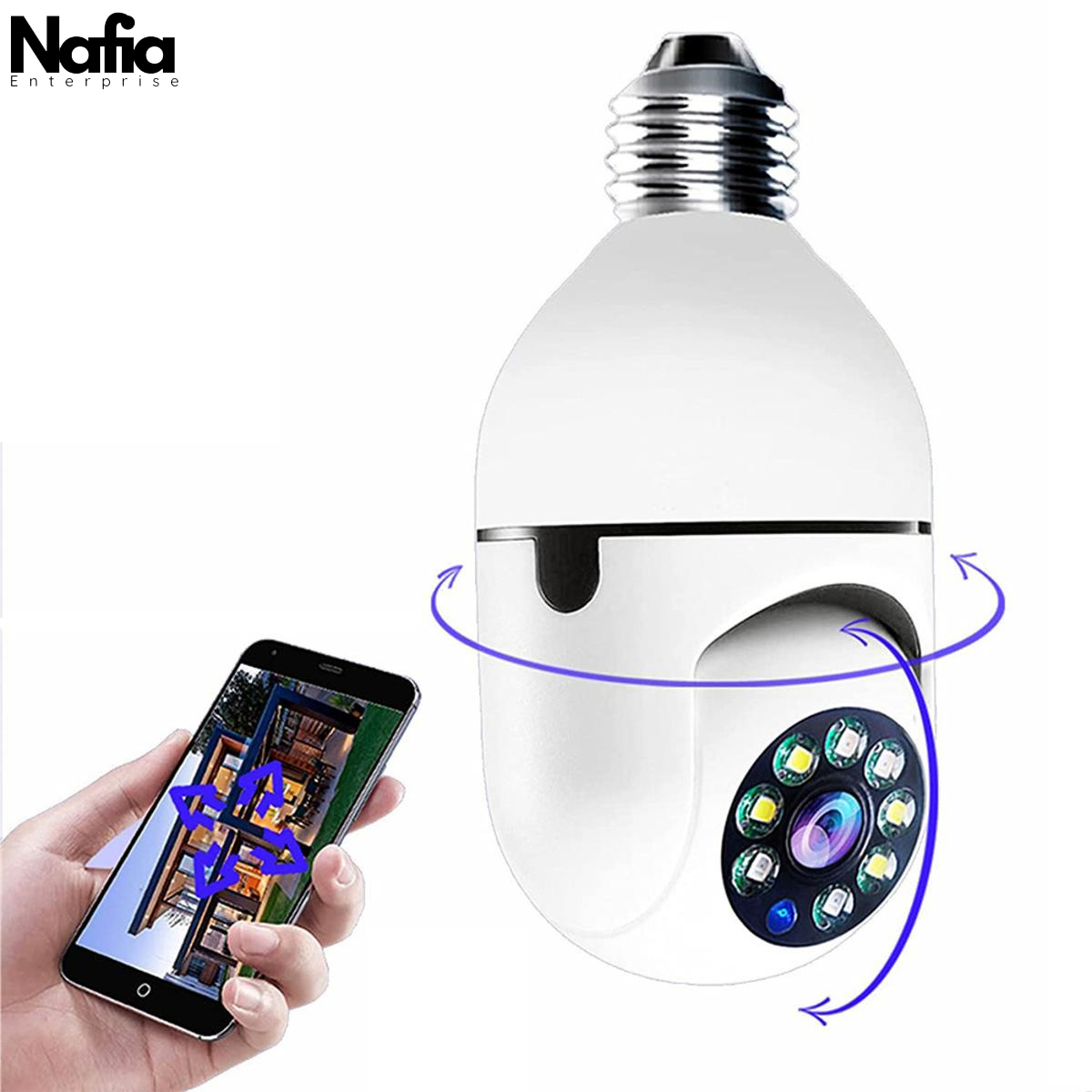 V380 PTZ HD WIFI IP Camera E27 360 Degree Rotation Night Vision - Home IP Security Camera with Two-Way Audio. 