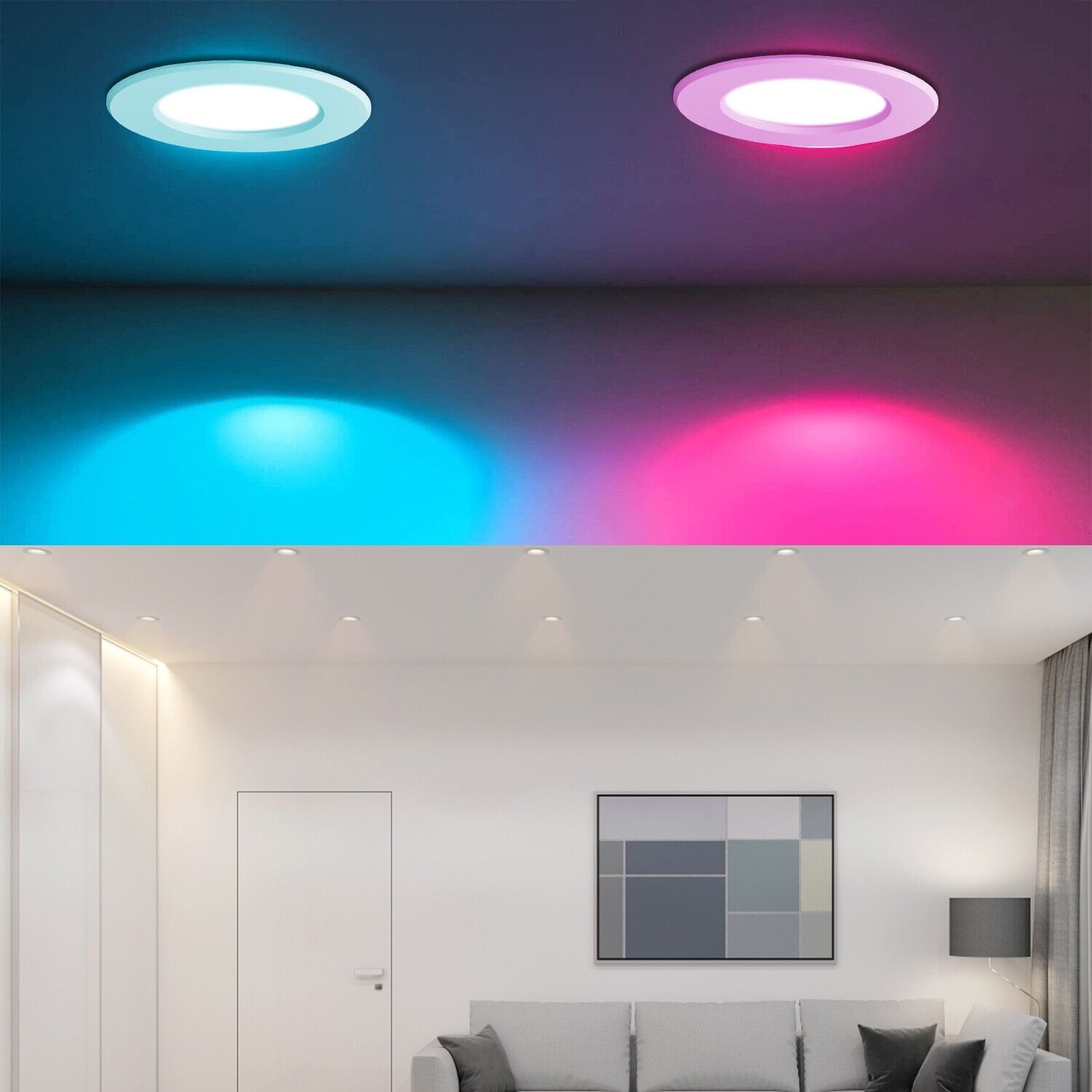 RGB CCT TuYa Led Downlight AC85-265V 10W APP Smart Ceiling Light Recessed Down Light Round Panel Light Dining Room LED Spotlight. 