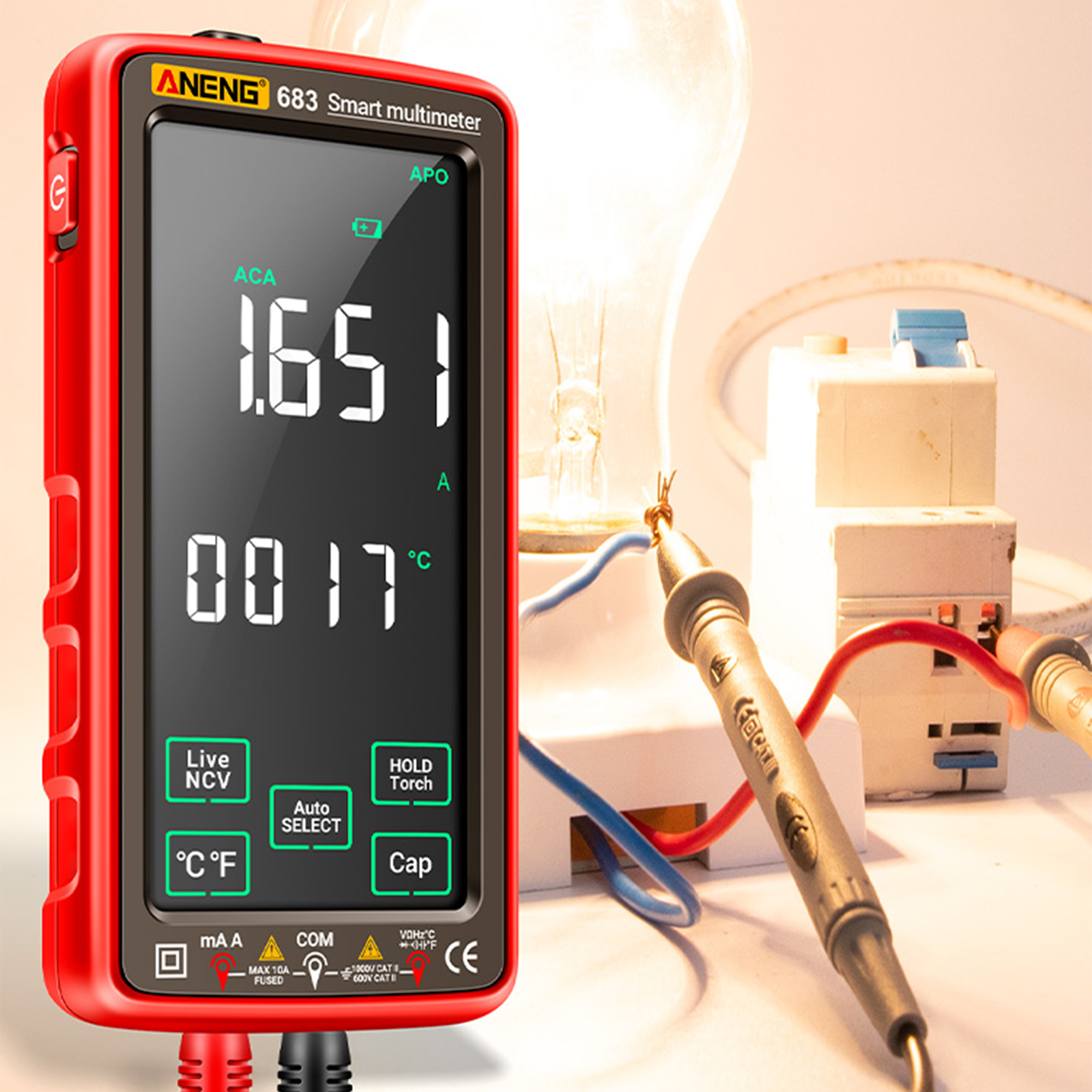 ANENG 683 6000 Counts Large Touch Screen Digital Multimeter Smart Anti-burn Rechargeable Universal Meter Reverse Display Tester. 