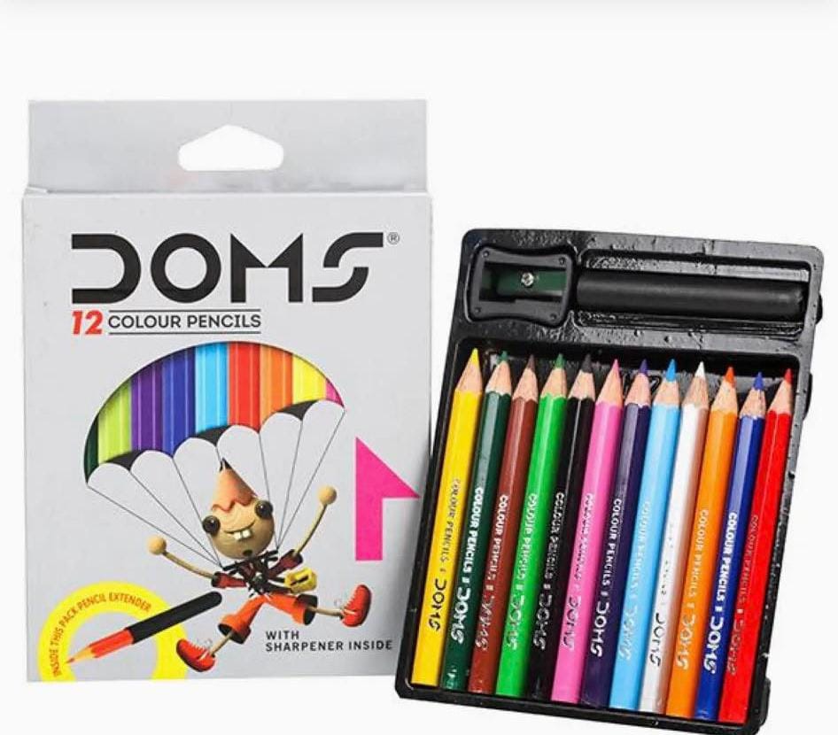 DOMS Color Pencil (12 Color Half Size):