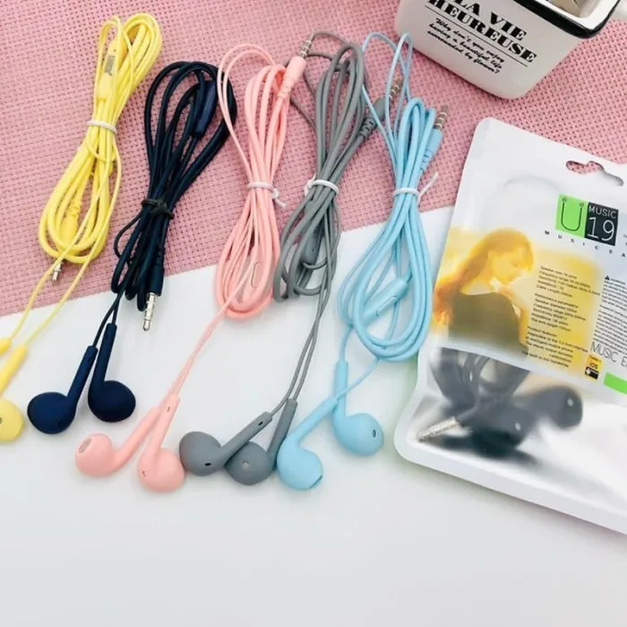 U19 Wired Stereo Earphones - Colorful Matte Finish with Microphone