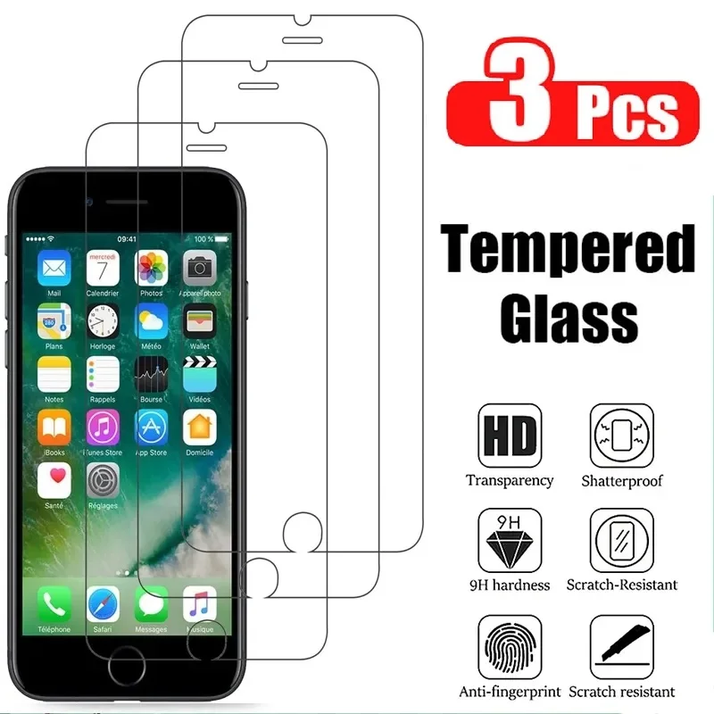 3Pcs Tempered Glass For  iPhone 6 6S 7 8 Plus SE 2022 Protective Glass Screen Protector For iPhone SE 2020