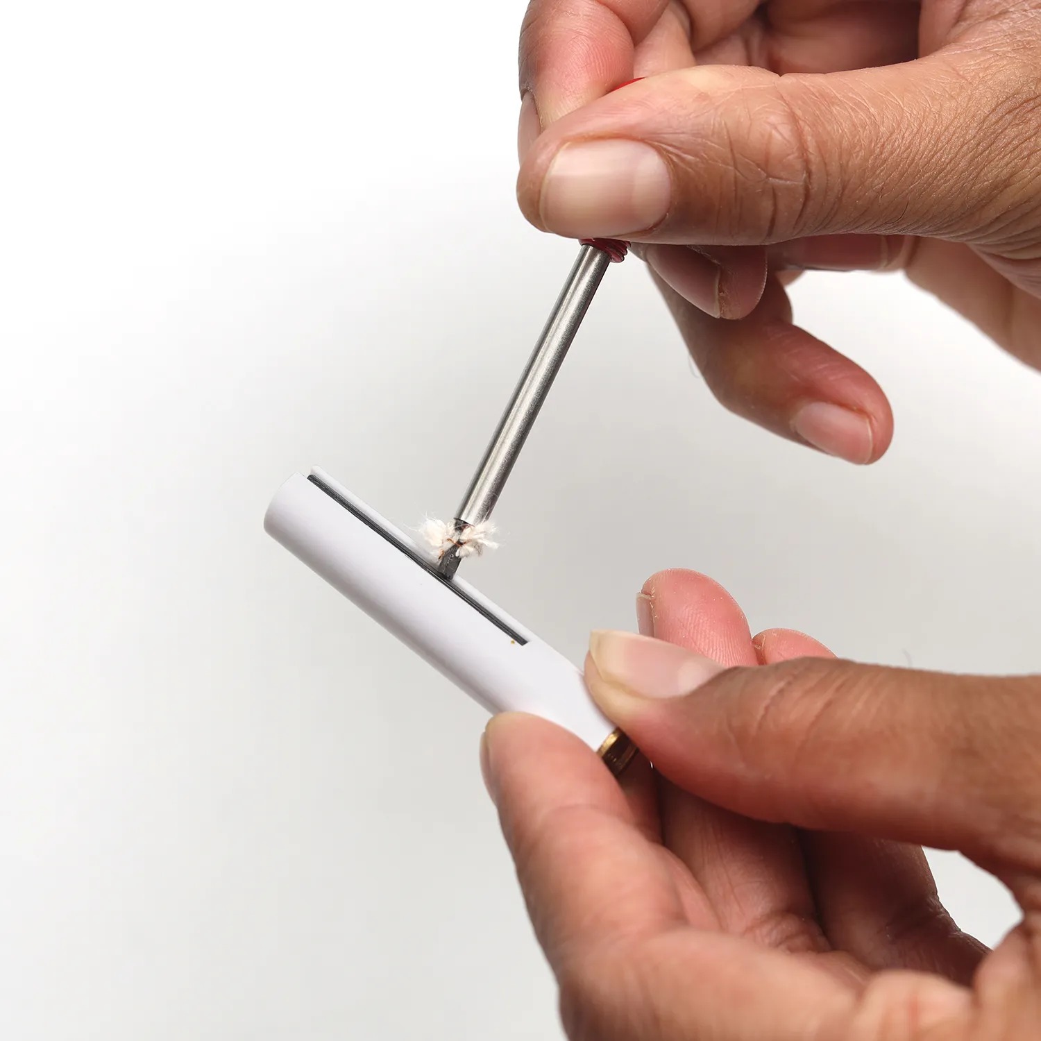 White Cigarette Shaped White & Red Colored Morisk Lighter With Permanent Match. 