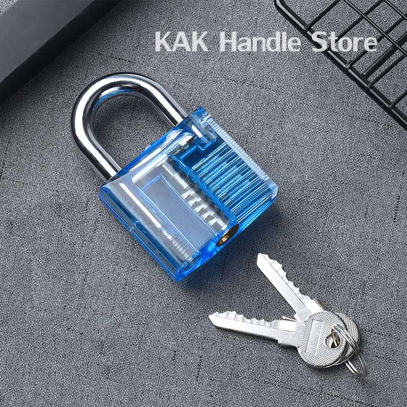 KAK Transparent Practice Padlock with Keys 80x50mm DIY Visible Lock Pick Tools Cutaway Practice Padlock Training Locksmith Tool. 