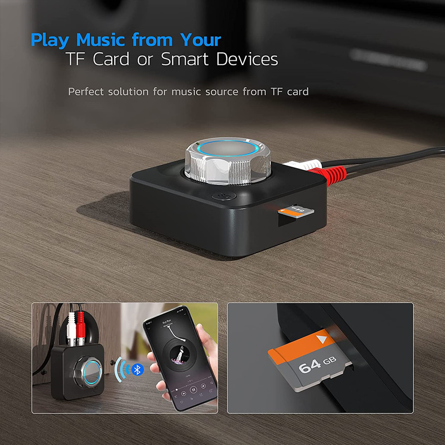 Bluetooth 5.0 Receiver 3D Stereo TF Card RCA 3.5mm AUX Jack Wireless Adapter For Speaker Amplifier Car Audio Transmitter Auto ON. 