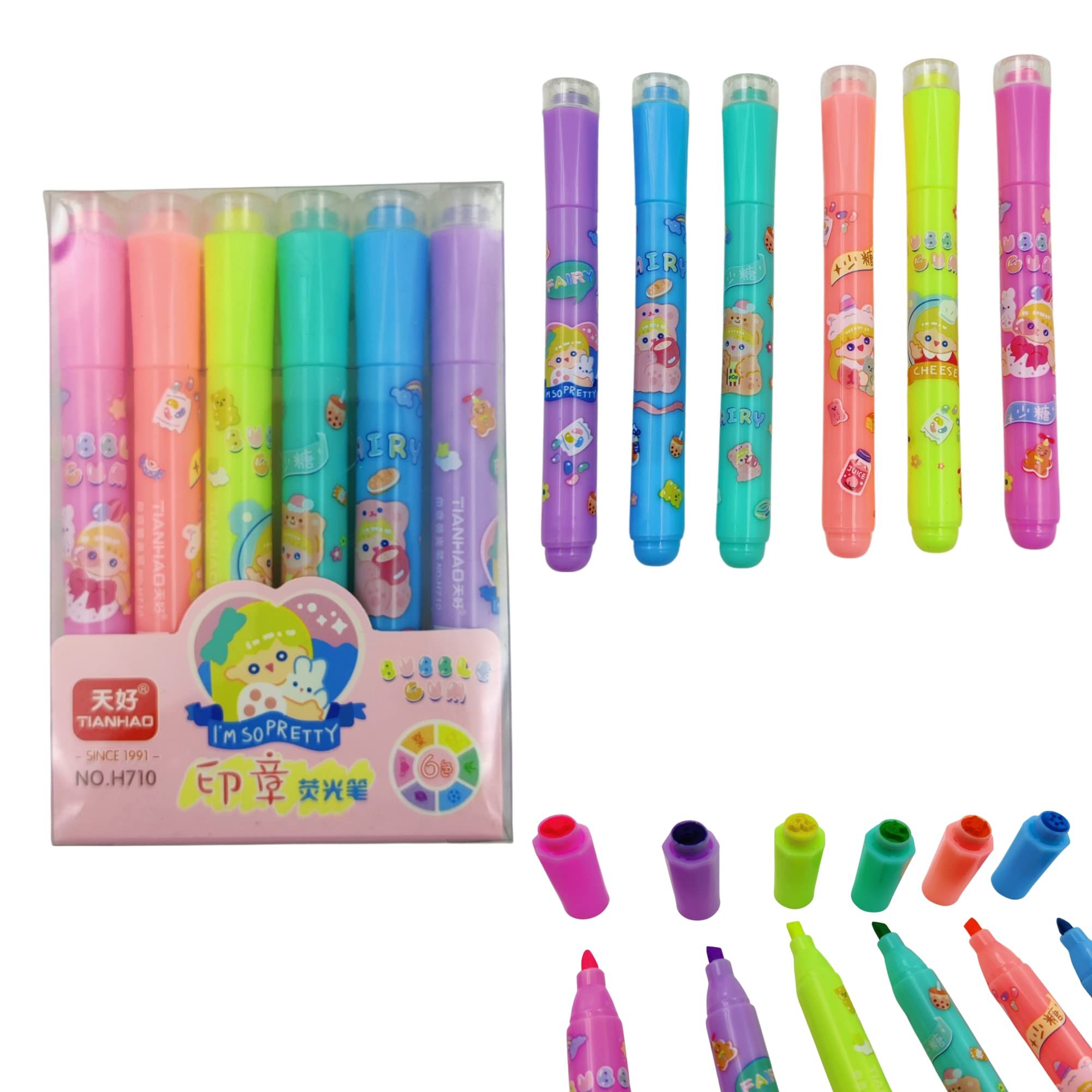 Tianhao highlighter Cartoon Pattern (6pcs/pack). 