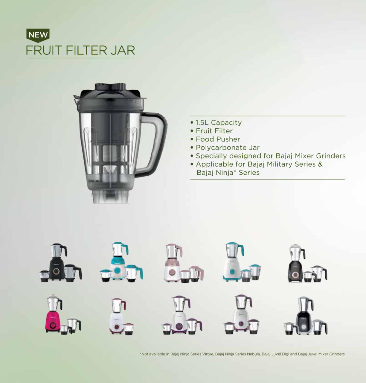 Bajaj Juicer Jar 1.5 Litre,applicable for Bajaj Military series and Bajaj Ninja Series.. 