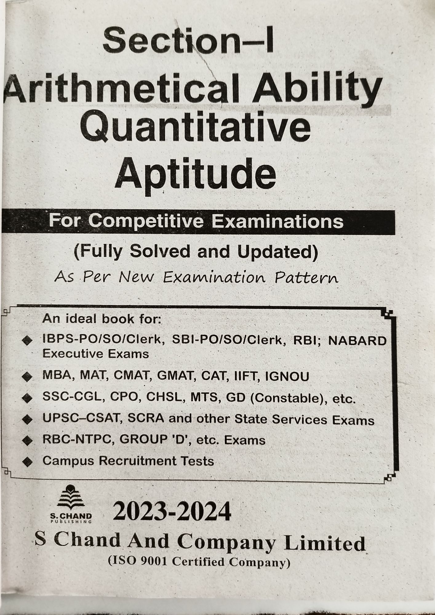 QUANTITATIVE APTITUDE FOR COMPETITIVE EXAMINATIONS BY DR, R,S, AGGARWAL. 