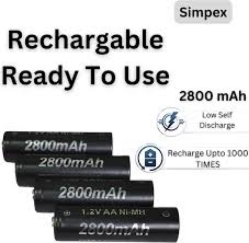 Simpex 2800mah Ni-mh AA Ready to Use High Power Capacity Rechargeable Battery with Fast Charging and Low Self Discharge (Pack of 4). 