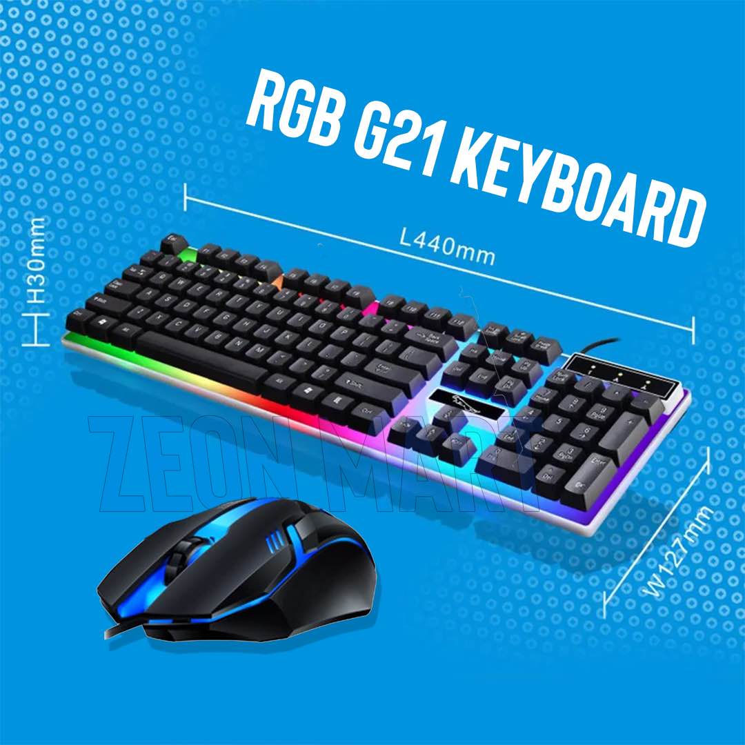 2025 Gaming mouse and keyboard combo g21 rgb keyboard mouse combo RGB backlit keyboard For Laptop Desktop PC Gaming PC LED RGB Mouse DPI Gaming Keyboard Mouse Combo Package Bangladesh BD