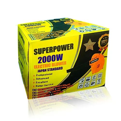 SuperPower Air Blower 2000W RPM 13000, Blow at 2.3M/Min with Variable Speed Control Vacuum/Dust Collector/Pc Cleaner/Electric (Standard Size, Colour As per availability. 