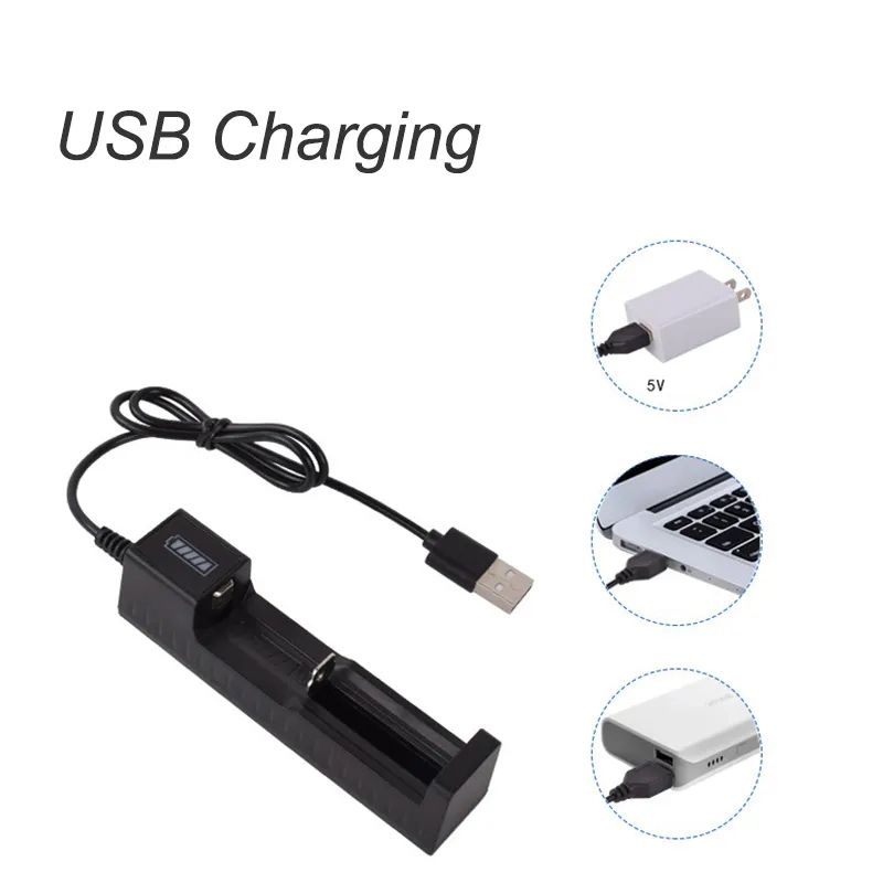 Usb Smart Single Slot Charger 18650 Lithium Charger Small Fan Flashlight Battery Charging Adapter With Indicator Light. 