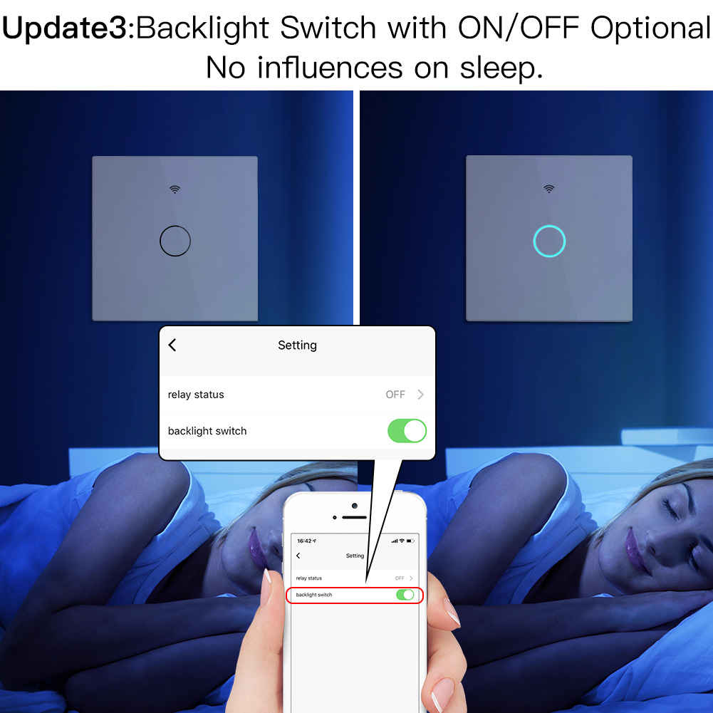 MOES WiFi Wall Touch Light Switch RF433 Wireless Remote Control Tuya/Smart Life App Backlight Alexa Google Voice US EU 2/3way. 
