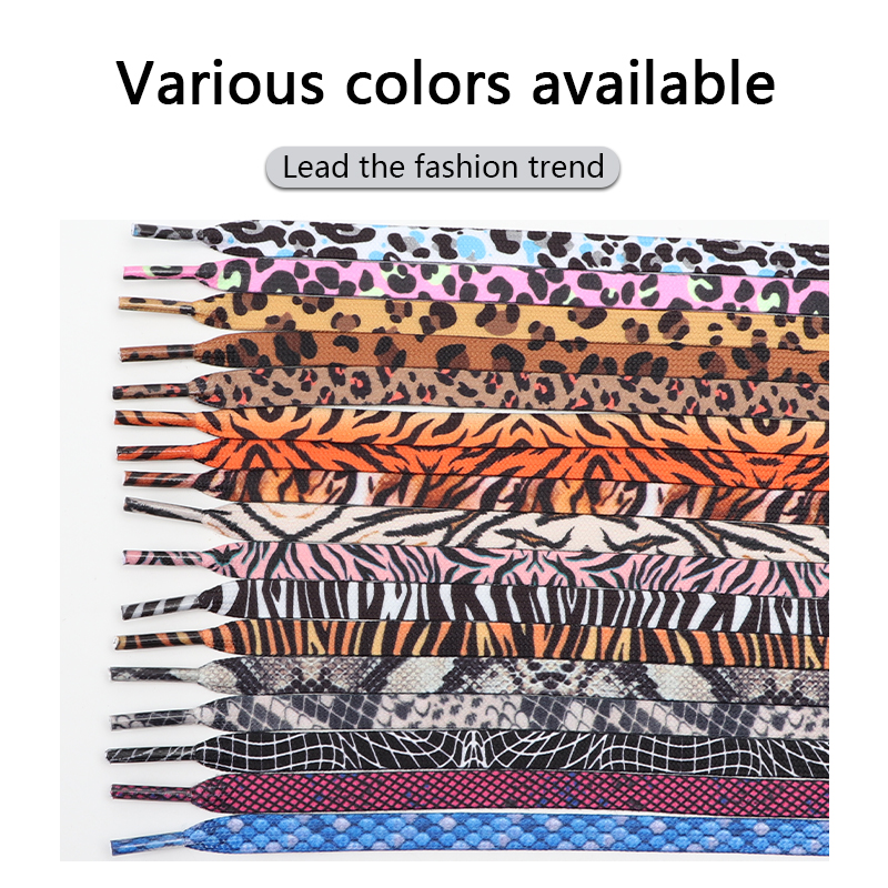 Animal Pattern Shoelaces Flat AF1/AJ Sneakers Shoe laces Tiger/Snake/Leopard Print Shoelace 120/140/160CM Shoes Strings 1Pair. 