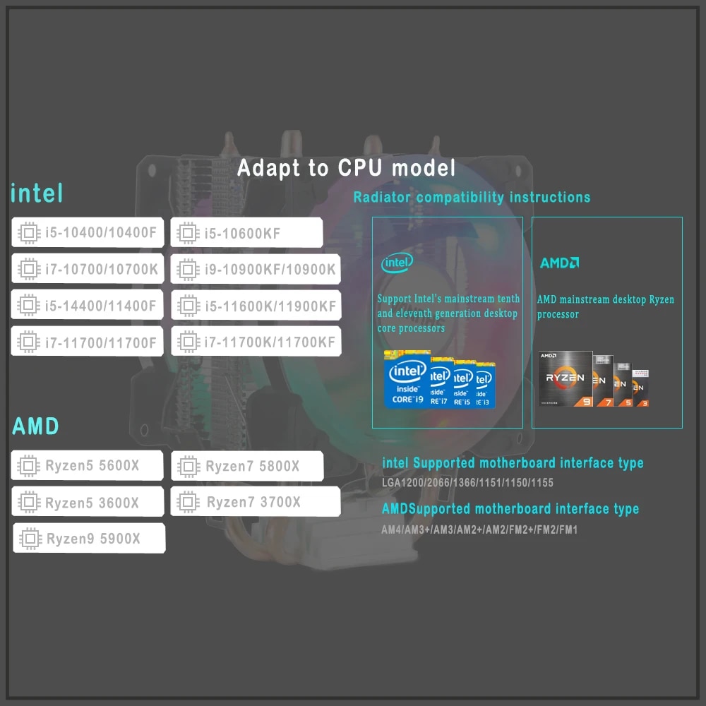 Cpu Cooler 2011 2 Heat Pipes Processor Cooler X99 For Intel AMD RGB Air Cooler Cpu Cooling Fan. 