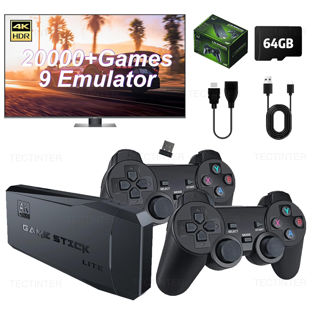 4K Video Game Console Wireless Controller Gamepad Built-in 20000 Games 64G Retro Handheld Game Player For PS1/FC/GBA Game Stick