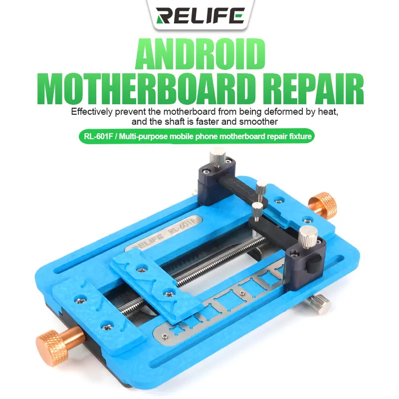 RELIFE RL-601F Multi-function Repair Fixture for Mobile Phone Motherboard Positioning Track Double Clamp Fixed Platform Tool. 