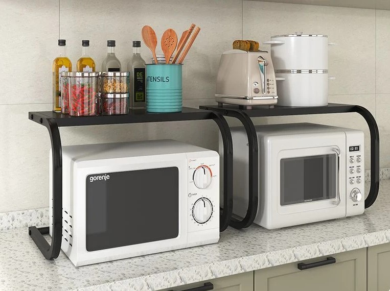 Microwave Oven Rack Multifunctional Kitchen Shelf Space Saving Storage Rack Rice Cooker Rack. 