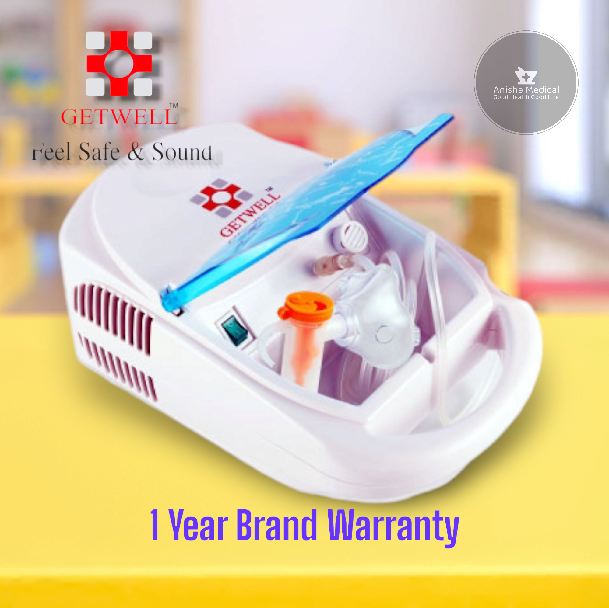 Getwell Nebulizer Machine With Child And Adult Musk Compressor Nebulizer Machine RFL free Thermometer. 