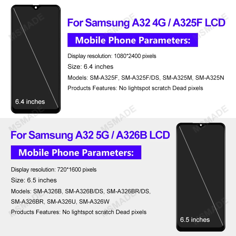 AMOLED For Samsung Galaxy A32 4G LCD SM-A325F SM-A325M Display Touch Screen Replacement For Samsung A32 5G Display SM-A326B. 